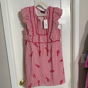 Vineyard Vines Red and White Gingham Dress with Lobsters 🦞 NWT Medium